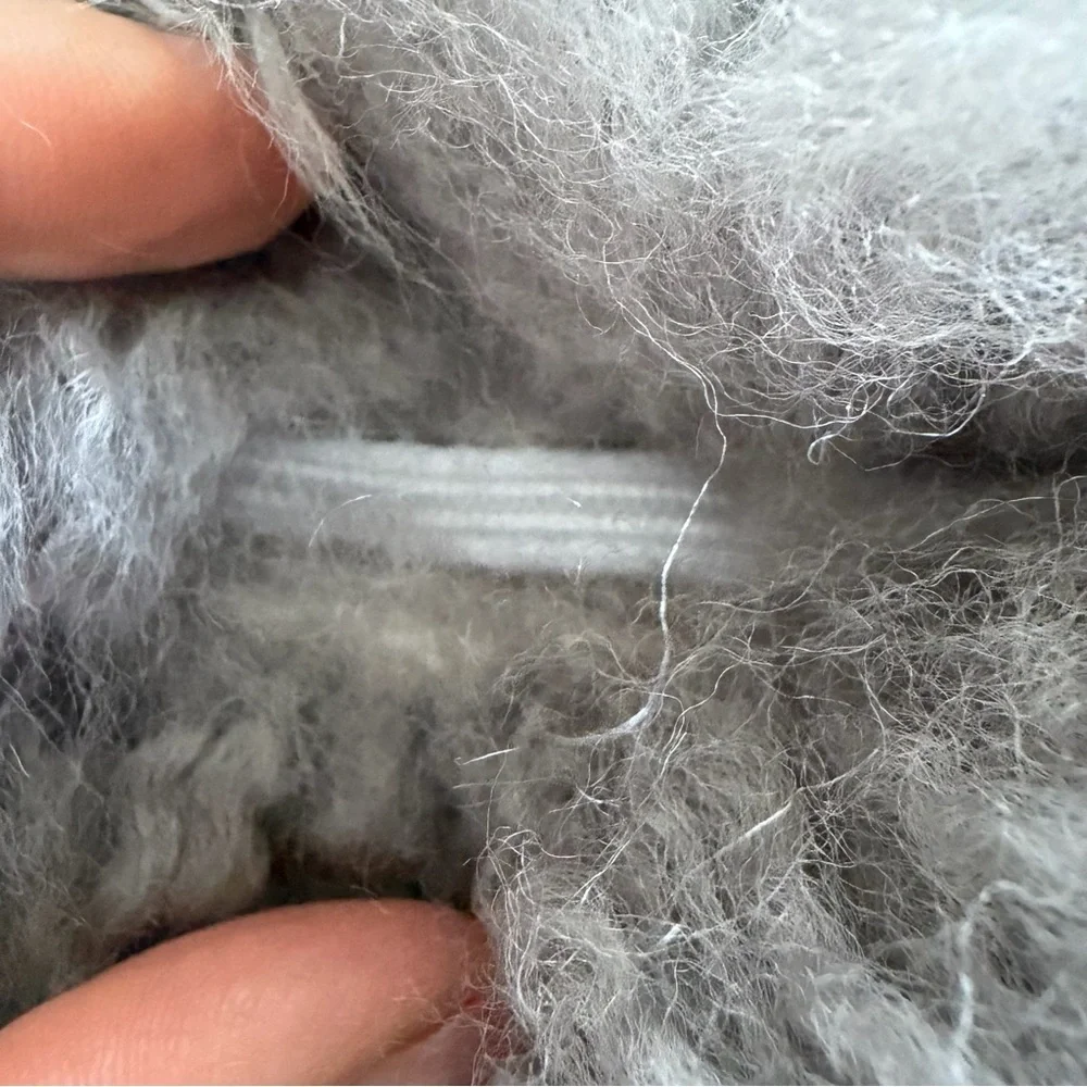 Icelandic Sheepskin Pillow 18x10 Gray Long Wool Fur Cushion Scandinavian Hygge